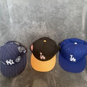 LA and NY Baseball Caps - Black, Blue, and Gold